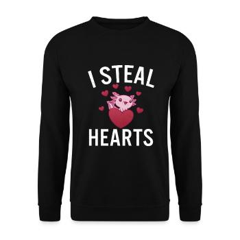 Axolotl Liebhaber Geschenke - Unisex Pullover - Schwarz - Vorne - Alina (178cm) & Michal (187cm)