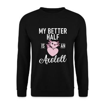 Axolotl Liebhaber Geschenke - Unisex Pullover - Schwarz - Vorne - Alina (178cm) & Michal (187cm)