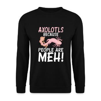 Axolotl Liebhaber Geschenke - Unisex Pullover - Schwarz - Vorne - Alina (178cm) & Michal (187cm)