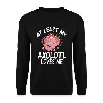 Axolotl Liebhaber Geschenke - Unisex Pullover - Schwarz - Vorne - Alina (178cm) & Michal (187cm)
