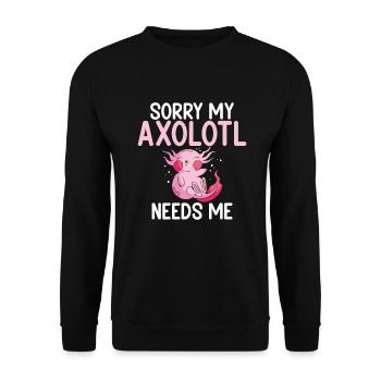 Axolotl Liebhaber Geschenke - Unisex Pullover - Schwarz - Vorne - Alina (178cm) & Michal (187cm)