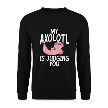Axolotl Liebhaber Geschenke - Unisex Pullover - Schwarz - Vorne - Alina (178cm) & Michal (187cm)