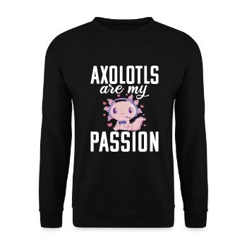 Axolotl Liebhaber Geschenke - Unisex Pullover - Schwarz - Vorne - Alina (178cm) & Michal (187cm)