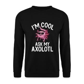 Axolotl Liebhaber Geschenke - Unisex Pullover - Schwarz - Vorne - Alina (178cm) & Michal (187cm)