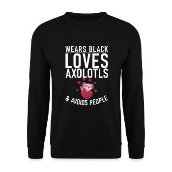 Axolotl Liebhaber Geschenke - Unisex Pullover - Schwarz - Vorne - Alina (178cm) & Michal (187cm)