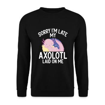 Axolotl Liebhaber Geschenke - Unisex Pullover - Schwarz - Vorne - Alina (178cm) & Michal (187cm)