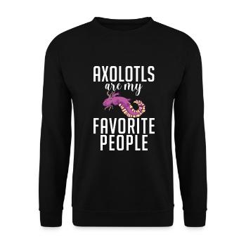 Axolotl Liebhaber Geschenke - Unisex Pullover - Schwarz - Vorne - Alina (178cm) & Michal (187cm)
