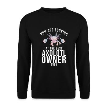 Axolotl Liebhaber Geschenke - Unisex Pullover - Schwarz - Vorne - Alina (178cm) & Michal (187cm)