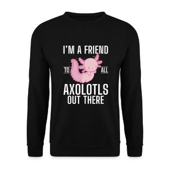 Axolotl Liebhaber Geschenke - Unisex Pullover - Schwarz - Vorne - Alina (178cm) & Michal (187cm)