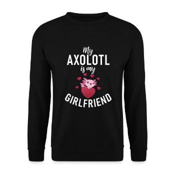Axolotl Liebhaber Geschenke - Unisex Pullover - Schwarz - Vorne - Alina (178cm) & Michal (187cm)