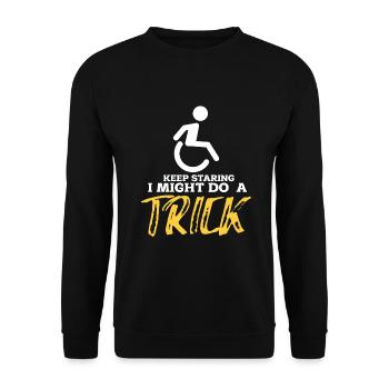 Rollstuhl - Unisex Pullover - Schwarz - Vorne - Alina (178cm) & Michal (187cm)