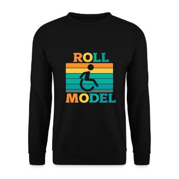 Rollstuhl - Unisex Pullover - Schwarz - Vorne - Alina (178cm) & Michal (187cm)