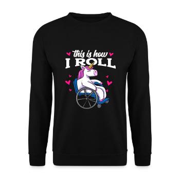 Rollstuhl - Unisex Pullover - Schwarz - Vorne - Alina (178cm) & Michal (187cm)