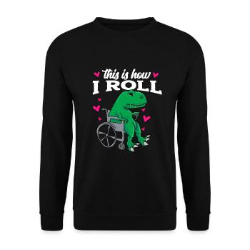 Rollstuhl - Unisex Pullover - Schwarz - Vorne - Alina (178cm) & Michal (187cm)