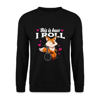 Rollstuhl - Unisex Pullover - Schwarz - Vorne - Alina (178cm) & Michal (187cm)