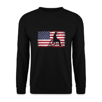 Rollstuhl - Unisex Pullover - Schwarz - Vorne - Alina (178cm) & Michal (187cm)