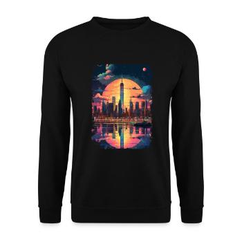 New York - Unisex Pullover - Schwarz - Vorne - Alina (178cm) & Michal (187cm)