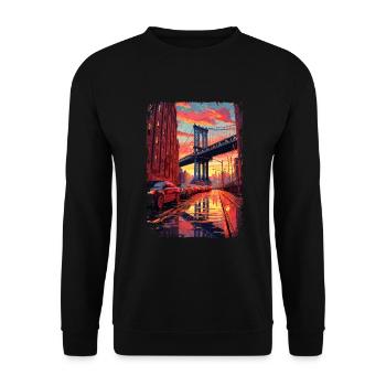 New York - Unisex Pullover - Schwarz - Vorne - Alina (178cm) & Michal (187cm)