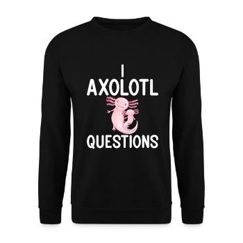 Axolotl Liebhaber Geschenke - Unisex Pullover - Schwarz - Vorne - Alina (178cm) & Michal (187cm)