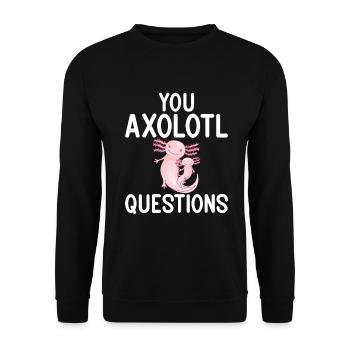 Axolotl Liebhaber Geschenke - Unisex Pullover - Schwarz - Vorne - Alina (178cm) & Michal (187cm)
