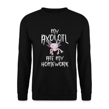 Axolotl Liebhaber Geschenke - Unisex Pullover - Schwarz - Vorne - Alina (178cm) & Michal (187cm)