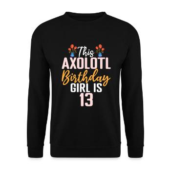 Axolotl Liebhaber Geschenke - Unisex Pullover - Schwarz - Vorne - Alina (178cm) & Michal (187cm)