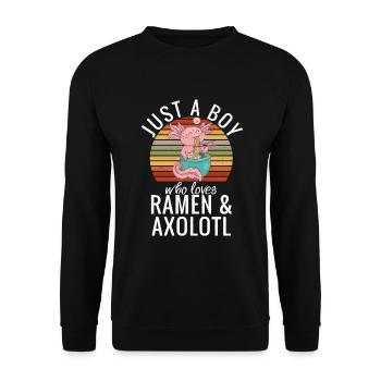 Axolotl Liebhaber Geschenke - Unisex Pullover - Schwarz - Vorne - Alina (178cm) & Michal (187cm)