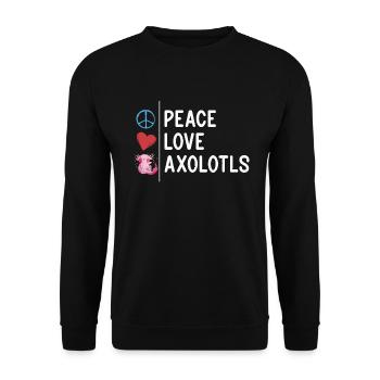 Axolotl Liebhaber Geschenke - Unisex Pullover - Schwarz - Vorne - Alina (178cm) & Michal (187cm)