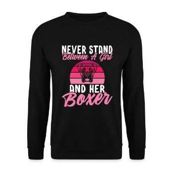 Boxer Hund Geschenke - Unisex Pullover - Schwarz - Vorne - Alina (178cm) & Michal (187cm)