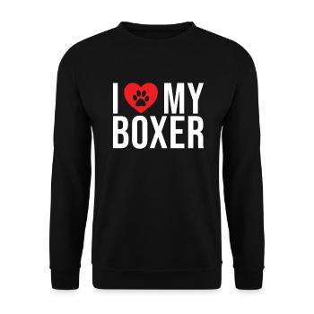 Boxer Hund Geschenke - Unisex Pullover - Schwarz - Vorne - Alina (178cm) & Michal (187cm)