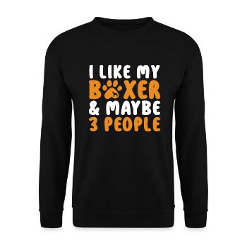Boxer Hund Geschenke - Unisex Pullover - Schwarz - Vorne - Alina (178cm) & Michal (187cm)