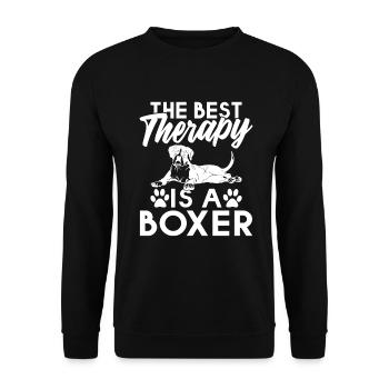 Boxer Hund Geschenke - Unisex Pullover - Schwarz - Vorne - Alina (178cm) & Michal (187cm)