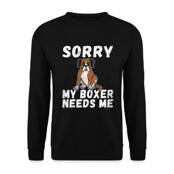 Boxer Hund Geschenke - Unisex Pullover - Schwarz - Vorne - Alina (178cm) & Michal (187cm)