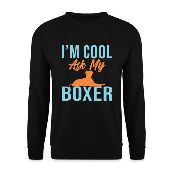 Boxer Hund Geschenke - Unisex Pullover - Schwarz - Vorne - Alina (178cm) & Michal (187cm)