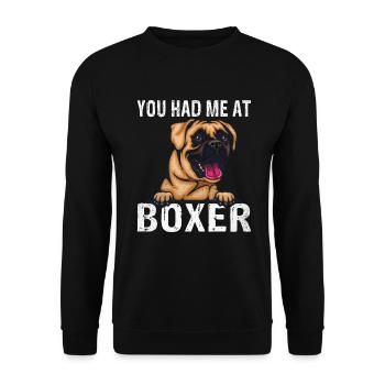 Boxer Hund Geschenke - Unisex Pullover - Schwarz - Vorne - Alina (178cm) & Michal (187cm)