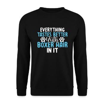 Boxer Hund Geschenke - Unisex Pullover - Schwarz - Vorne - Alina (178cm) & Michal (187cm)