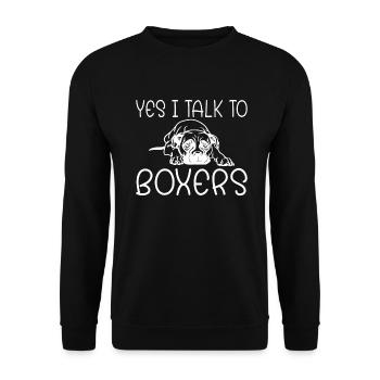 Boxer Hund Geschenke - Unisex Pullover - Schwarz - Vorne - Alina (178cm) & Michal (187cm)