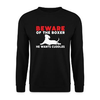 Boxer Hund Geschenke - Unisex Pullover - Schwarz - Vorne - Alina (178cm) & Michal (187cm)