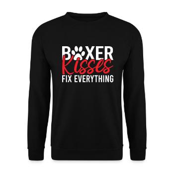 Boxer Hund Geschenke - Unisex Pullover - Schwarz - Vorne - Alina (178cm) & Michal (187cm)