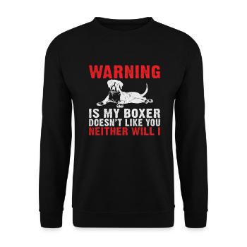 Boxer Hund Geschenke - Unisex Pullover - Schwarz - Vorne - Alina (178cm) & Michal (187cm)
