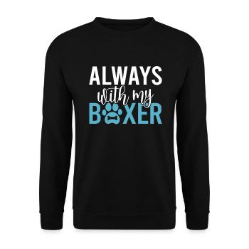 Boxer Hund Geschenke - Unisex Pullover - Schwarz - Vorne - Alina (178cm) & Michal (187cm)