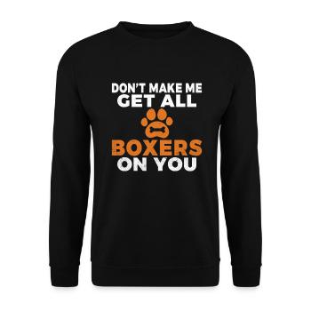 Boxer Hund Geschenke - Unisex Pullover - Schwarz - Vorne - Alina (178cm) & Michal (187cm)