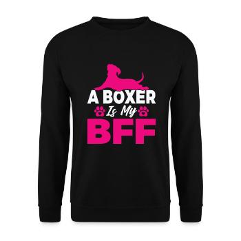Boxer Hund Geschenke - Unisex Pullover - Schwarz - Vorne - Alina (178cm) & Michal (187cm)