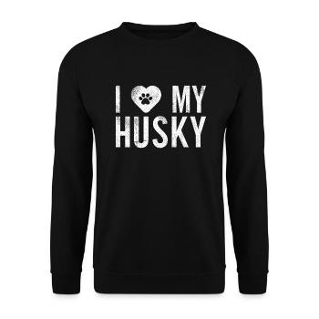 Cadeaux de chien Husky - Sweat-shirt Unisexe - noir - Devant - Alina (178cm) & Michal (187cm)