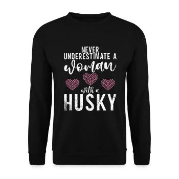 Cadeaux de chien Husky - Sweat-shirt Unisexe - noir - Devant - Alina (178cm) & Michal (187cm)