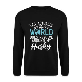 Cadeaux de chien Husky - Sweat-shirt Unisexe - noir - Devant - Alina (178cm) & Michal (187cm)