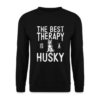 Husky Dog Gifts - Unisex Sweatshirt - black - Front - Alina (178cm) & Michal (187cm)