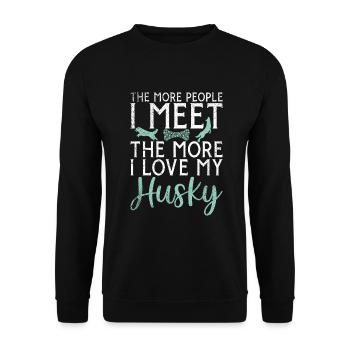 Cadeaux de chien Husky - Sweat-shirt Unisexe - noir - Devant - Alina (178cm) & Michal (187cm)