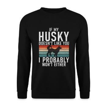 Cadeaux de chien Husky - Sweat-shirt Unisexe - noir - Devant - Alina (178cm) & Michal (187cm)