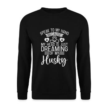 Cadeaux de chien Husky - Sweat-shirt Unisexe - noir - Devant - Alina (178cm) & Michal (187cm)